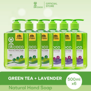 Dr. Coco Natural Antibacterial Hand Wash Soap  Green Tea + Lavender  500ml Set of 6